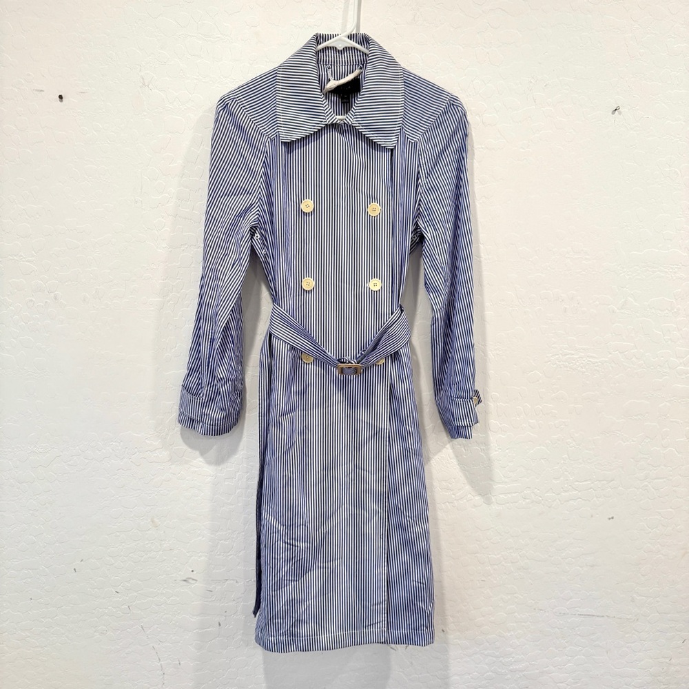 NWT J. Crew Trench Dress Women 10 Blue White Striped Midi Coastal Preppy Classic